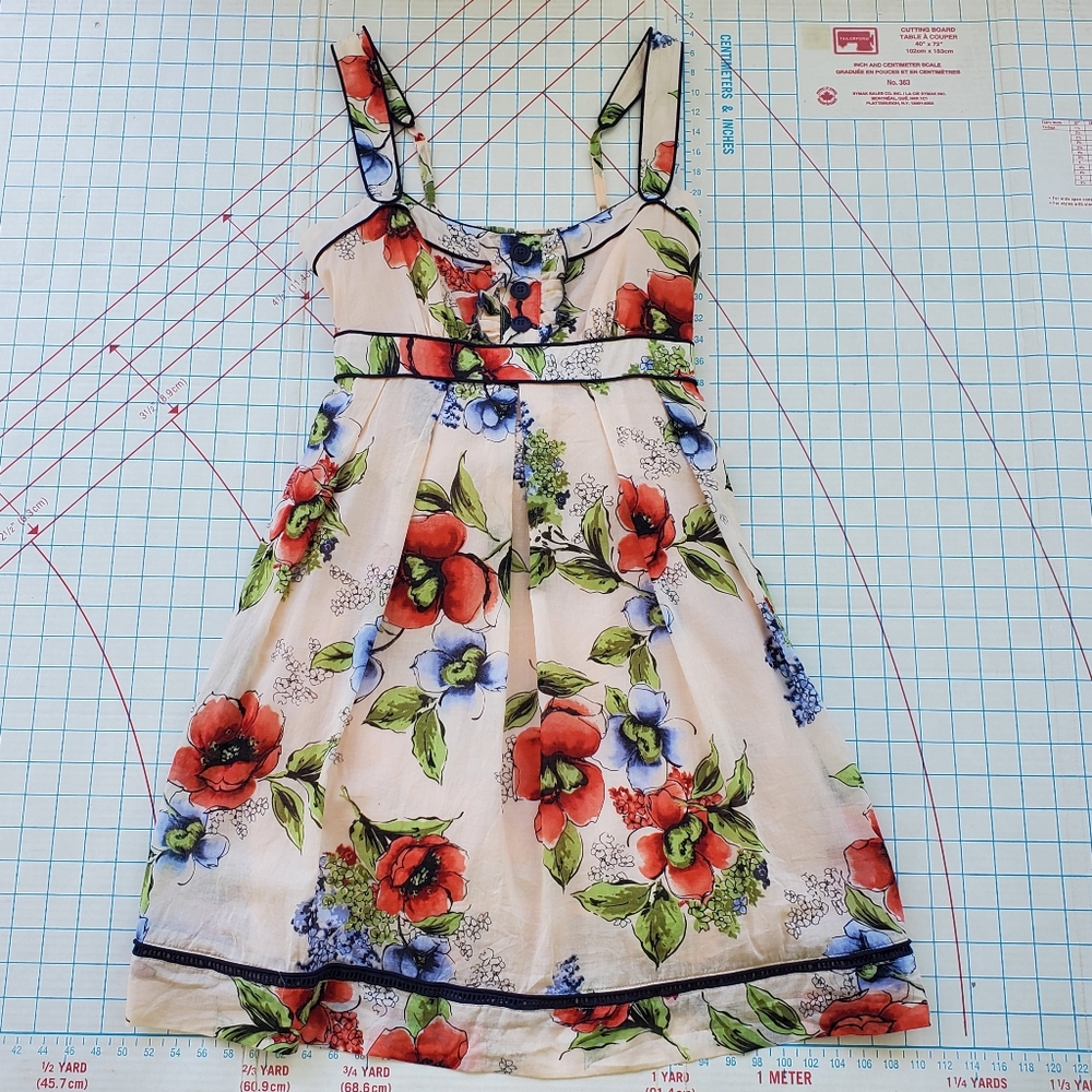 Jessica Howard Dress Women's Size 8 Poppy's Floral Red Beige Sleeveless A-Line